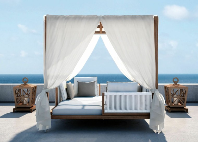 cama con dosel que se divide en dos sofas sofas jardín dosel moderna madera ideas