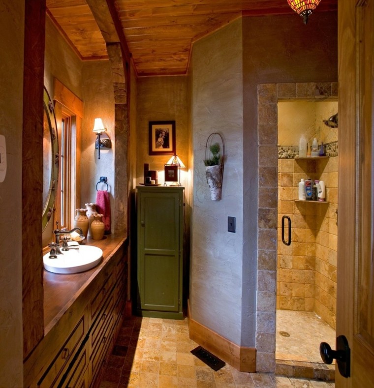 verde cabinetes lavabo paredes pequeño