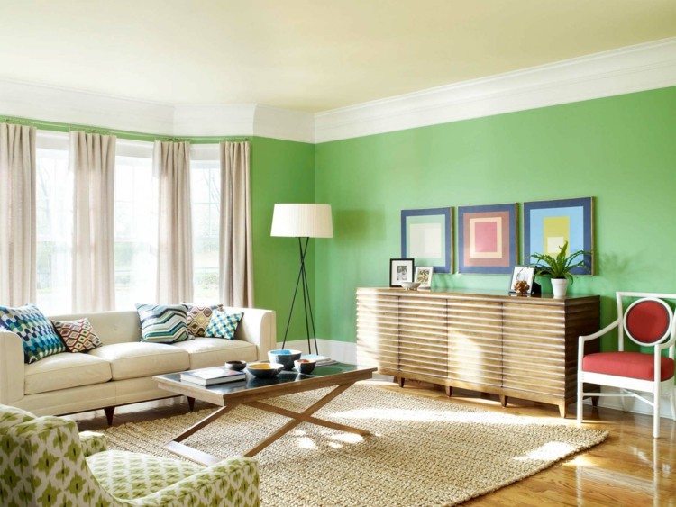 Combinación de gris y verde en la decoración