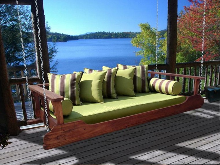 verde elegante rayas terraza lago