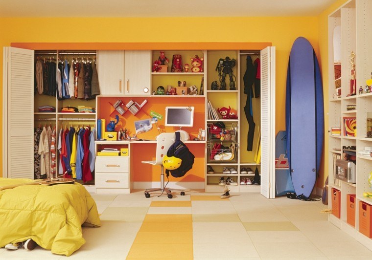 amarillo paredes ambiente armario habitacion