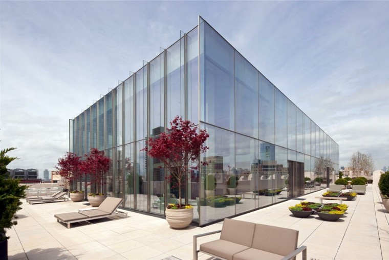 diseño de terraza minimalista atico terraza edificio cristal minimal