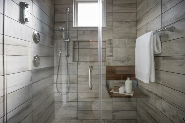azulejos diseño envejecida madera baño