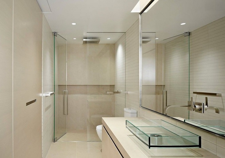 puertas y lavabo de cristal en el baño moderno bano minimalista lavabo cristal estilo moderno