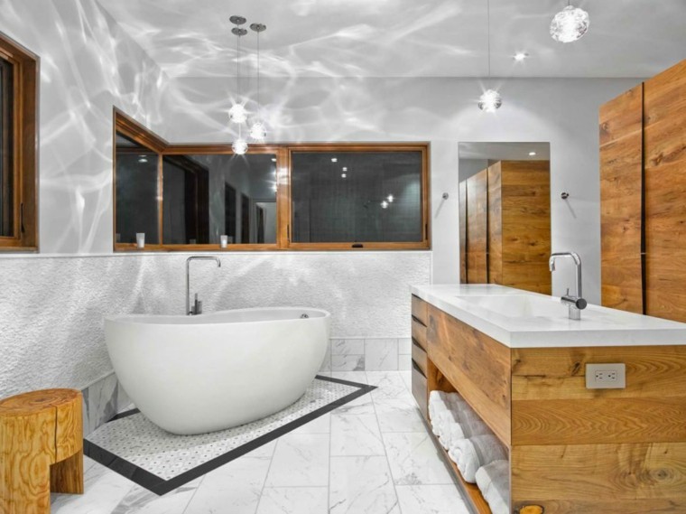 baño moderno al estilo minimalista con lavabo de madera banos estilo minimalista moderno lavabo madera ideas