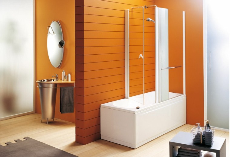 bañera diseño creativo naranja espejo