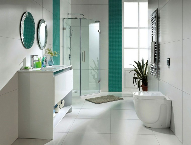 baño decorado mosaico color verde