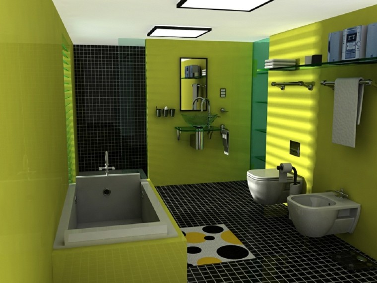 baños de color verde pistacho