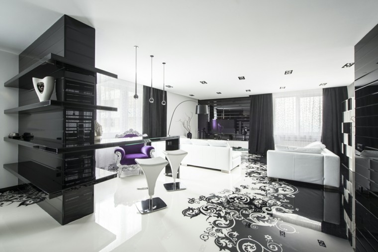 blanco y negro brillo moderno estante