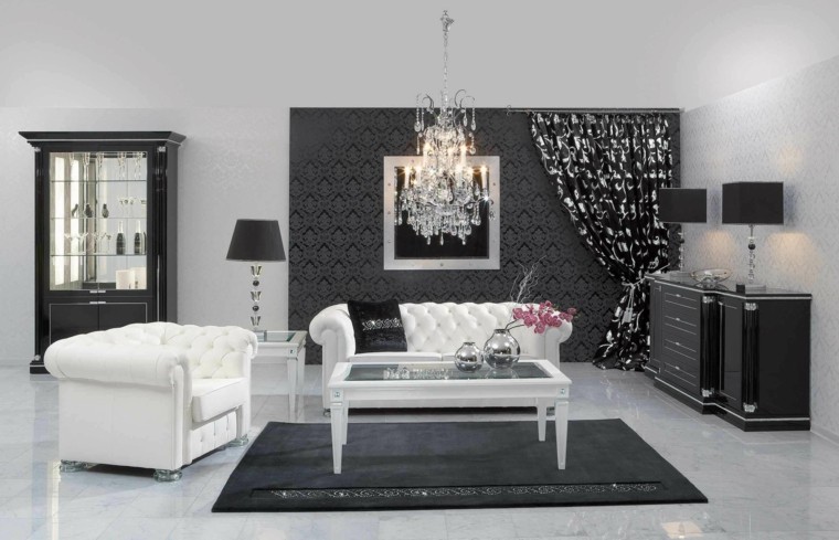blanco y negro sofa flores mesa