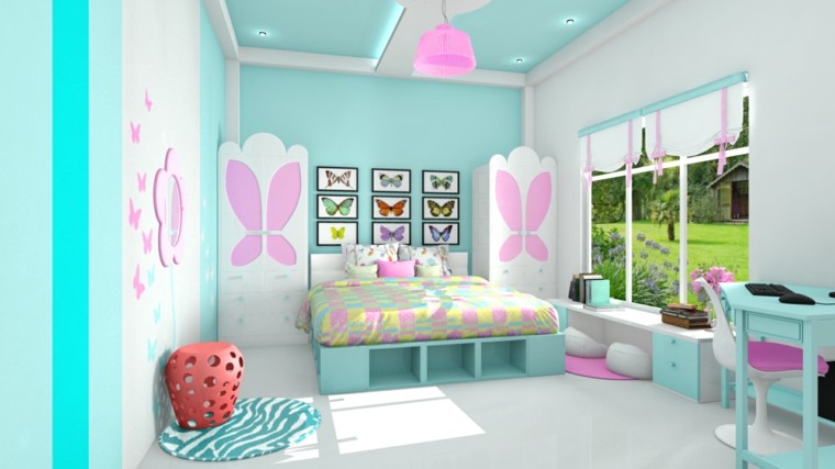 Habitacion juvenil chica diseños llenos de color