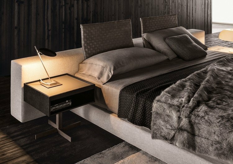 cama grande color gris diseño