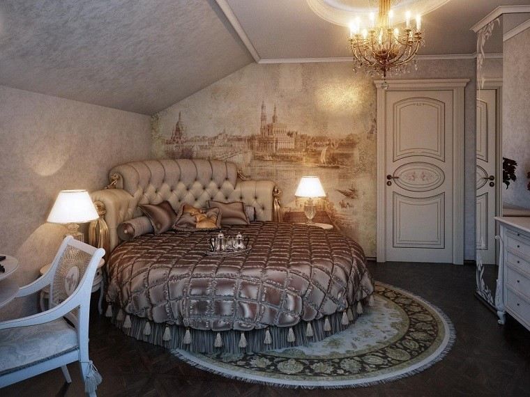 cama redonda pared preciosa dormitorio romantico ideas