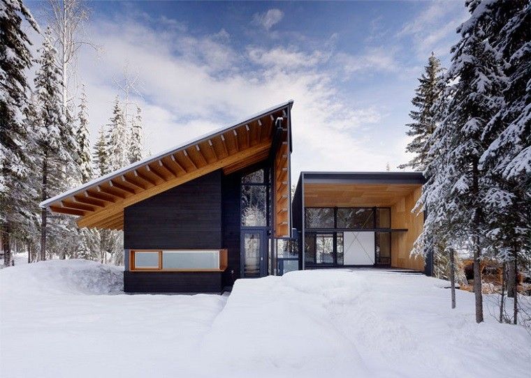 casa campo bosque nieve