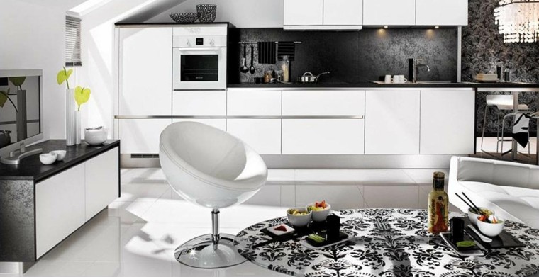 sillas de diseño blanca cocinas blancas textura flores silla