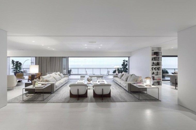 color blanco salon moderno amplio abierto sofas ideas