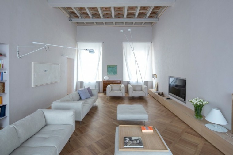 color blanco salon moderno apartamento largo ideas
