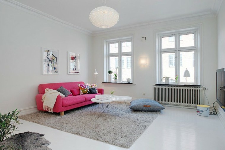 color blanco salon moderno sofa rosa ideas