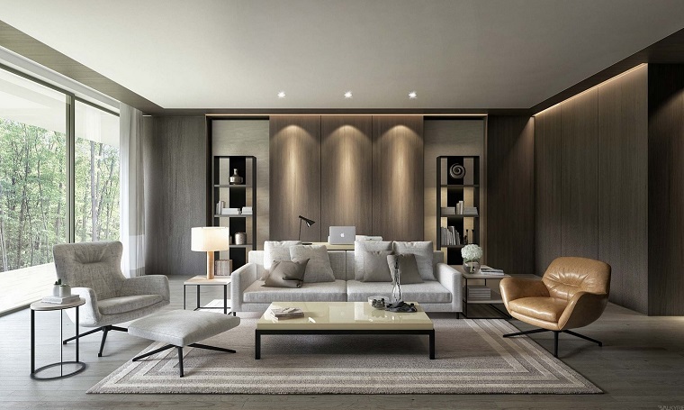 colores calidos salon moderno sofa blanca ideas