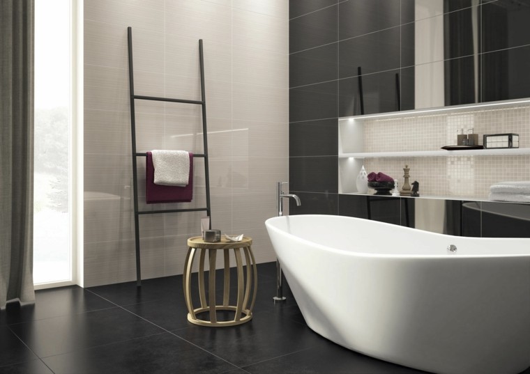 baño moderno al estilo minimalista con mesita de madera cuarto baño estilo minimalista diseno moderno mesita madera ideas