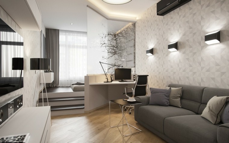 decoración de interiores sofa gris paredes modernas salon ideas