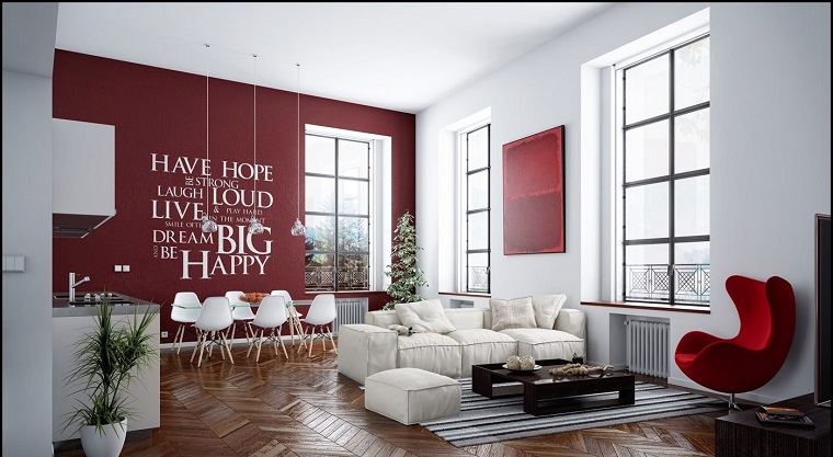 decoracion-de-salone-pintura-rojo-blanco-paredes