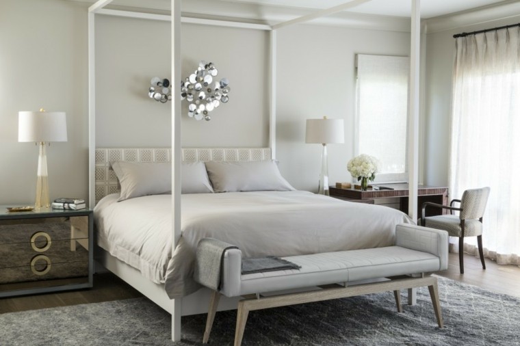 decoración dormitorios matrimoniales cama dosel blanca ideas