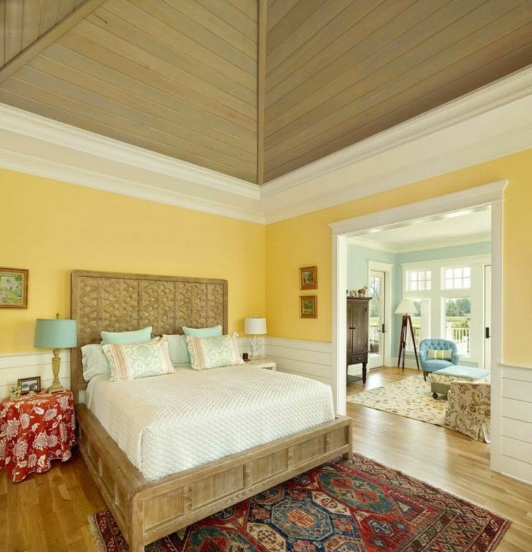 decoración dormitorios matrimoniales cama madera ideas
