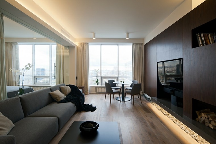 decoracion loft colores oscuros muebles ideas