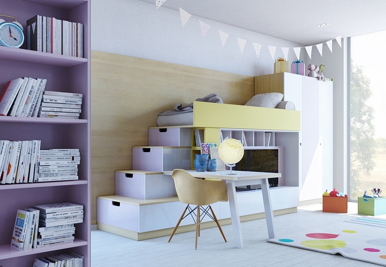 habitaciones infantiles nina color purpura ideas