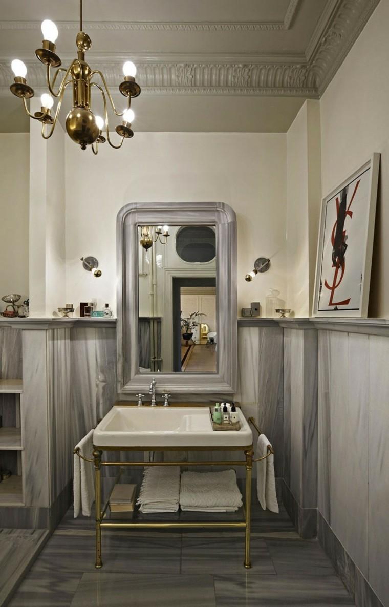 diseno bano pared gris lavabo estilo rustico ideas