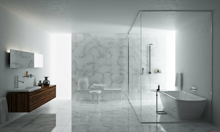 diseños de baños modernos estilo minimalista marmol ideas