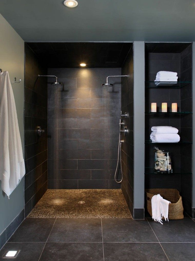 diseño baño estilo moderno negro