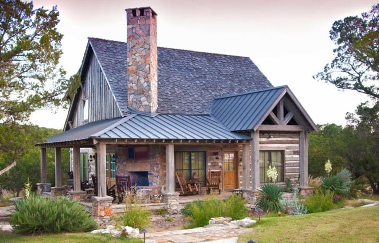 diseño casa rural chimenea piedra