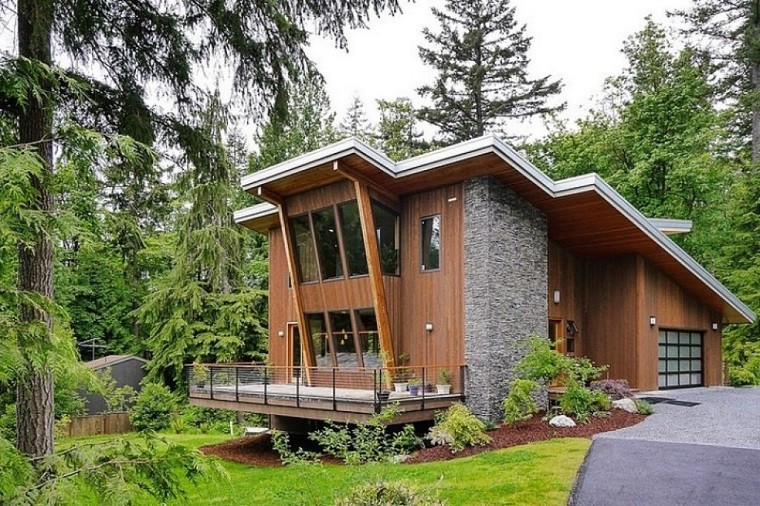dseño de estilo contemporáneo deconstructivo diseño casa fachada inclinada ventanas