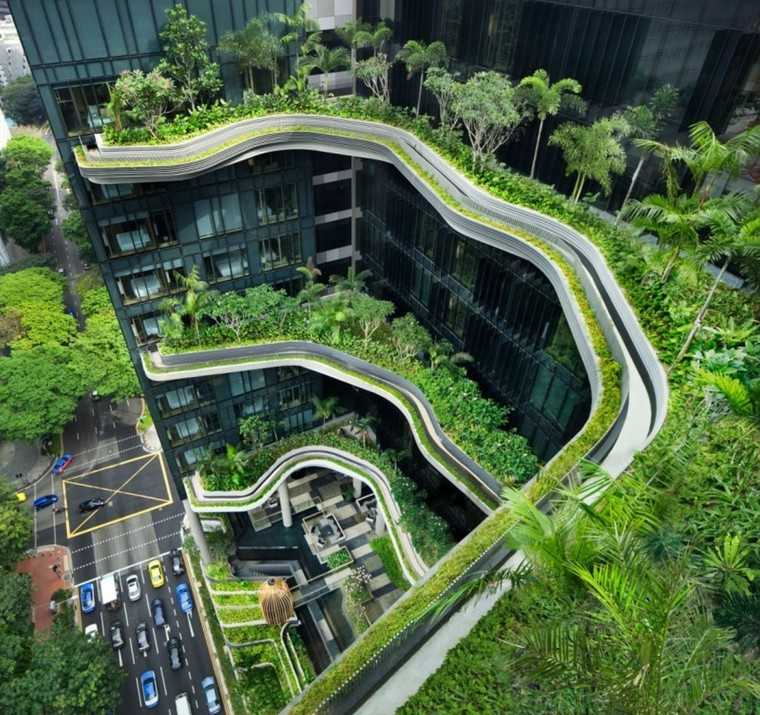 diseño jardines exterior edificio urbano