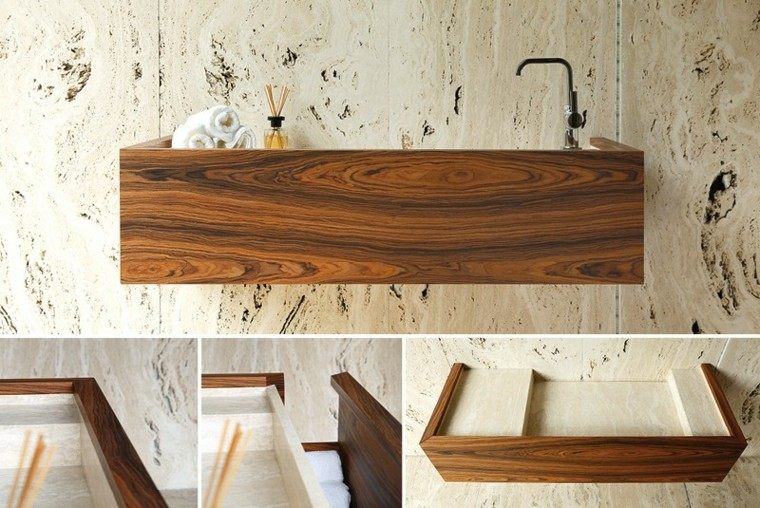 diseño lavabo marmol madera laminada
