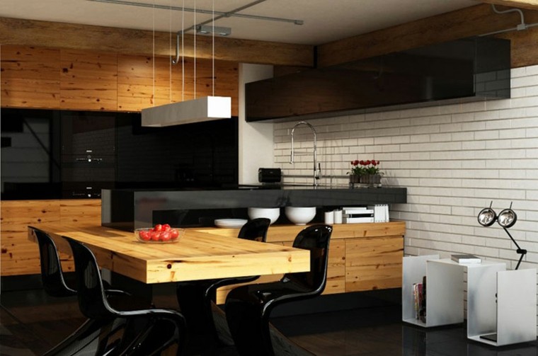 muebles de cocina de madera natural diseño moderno cocina madera natural