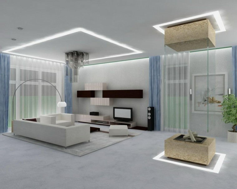 diseño moderno salas de estar luces