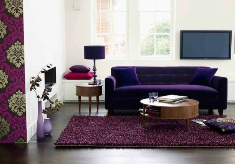 diseño sofa terciopelo color purpura