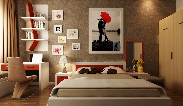 dormitorio cuadro romantico pared beige ideas