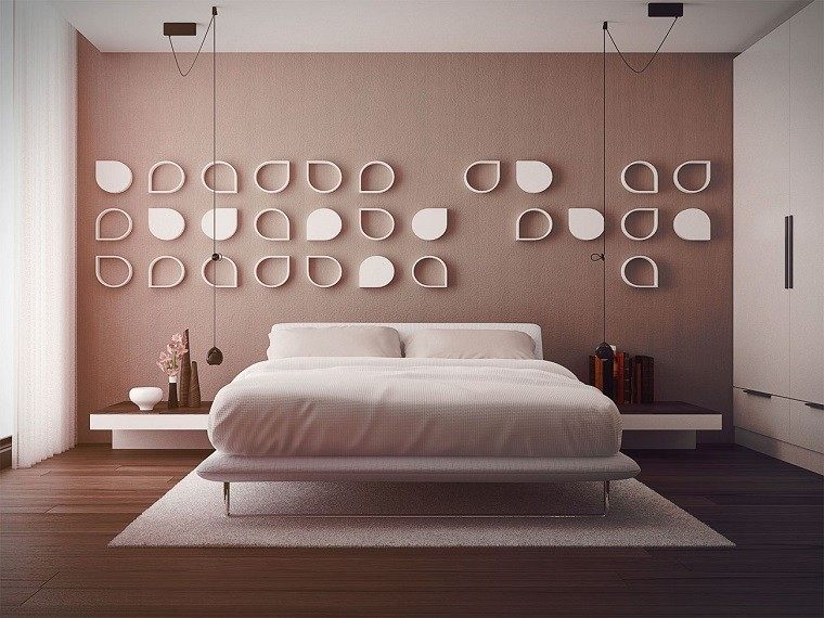 dormitorio decoracion pared romantica cama granda ideas