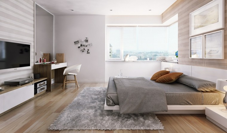 dormitorio estilo minimalista moderno espejo pared ideas