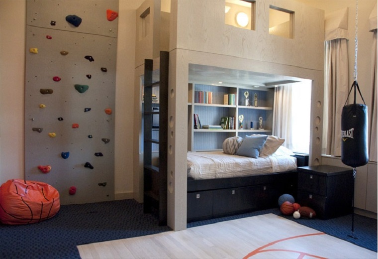 dormitorio nino pared escalar cama ideas