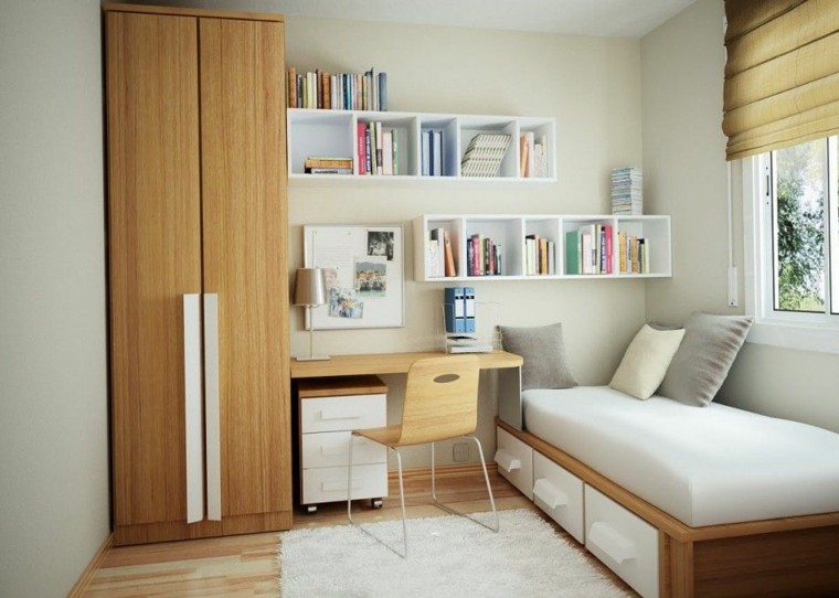 dormitorio pequeño diseño blanco madera