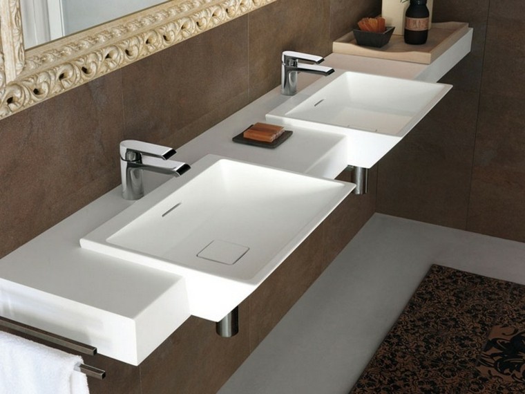 dos lavabos cerámica diseño moderno 
