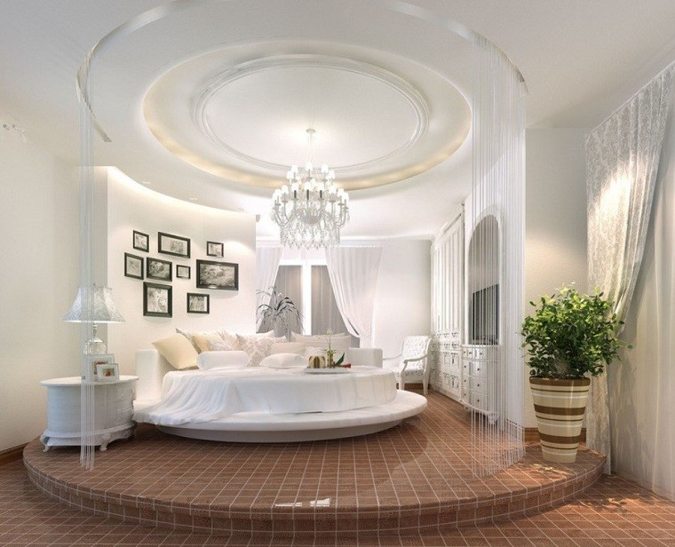 escapada romántica cama redonda lampara preciosa  ideas