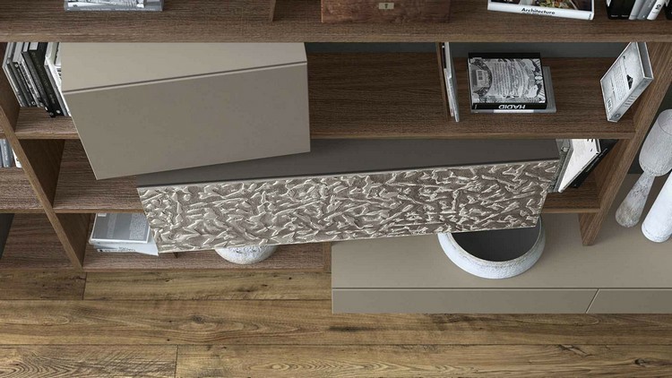 estanterias madera laminada cajas grises