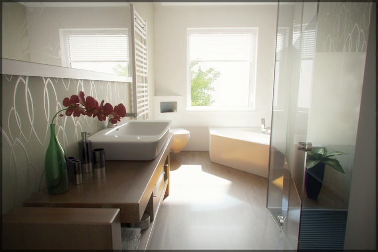 baño precioso con diseño al estilo contemporáneo estilo contemporaneo bano lavabo madera ideas