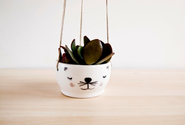 maceta colgante con cabeza de gato estupenda maceta colgante cabeza gato